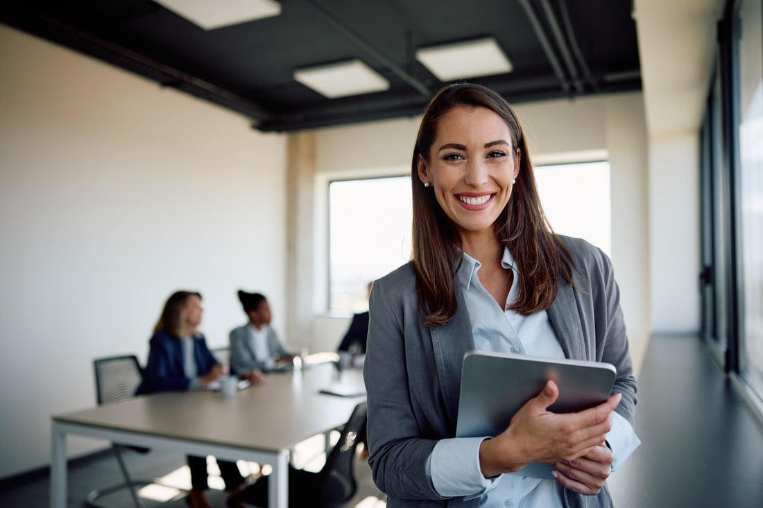 a smiling businesswoman